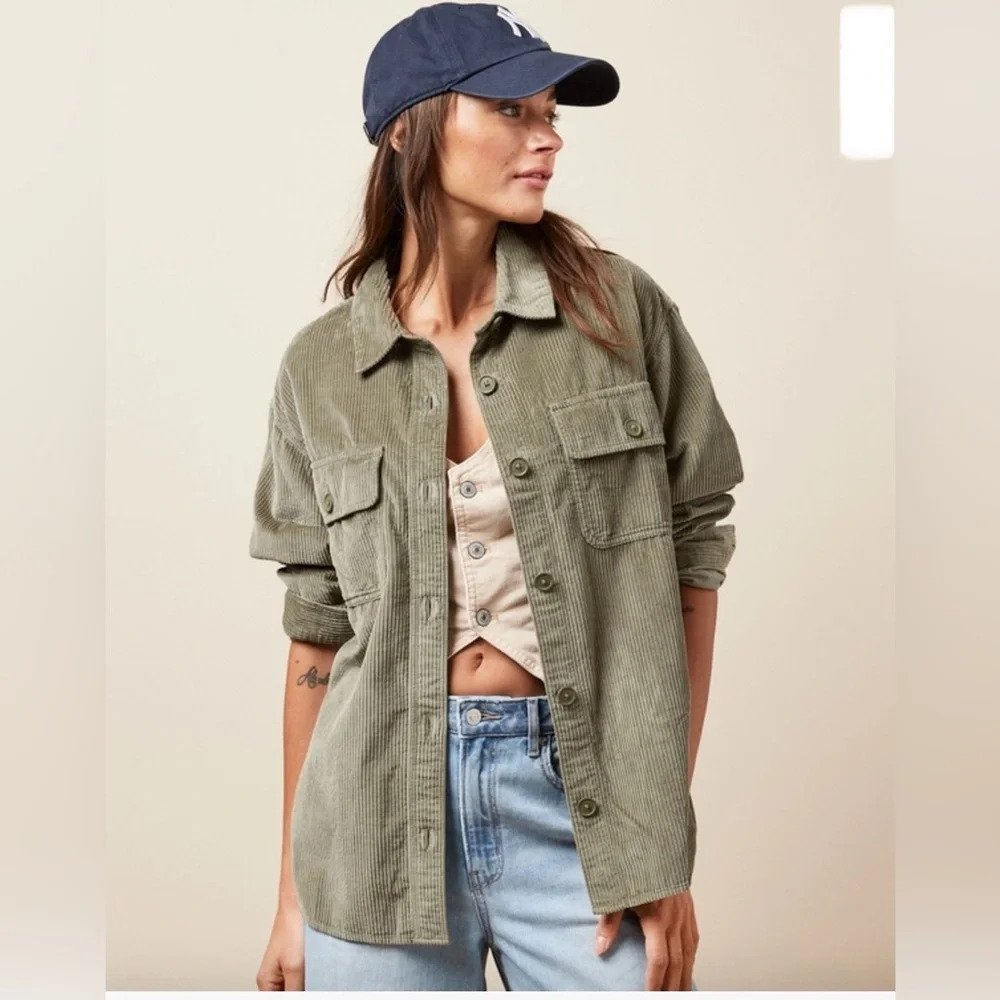 Sz US XXS AE women OVERSIZED CORDUROY SHIRT cotton,polyester NWT